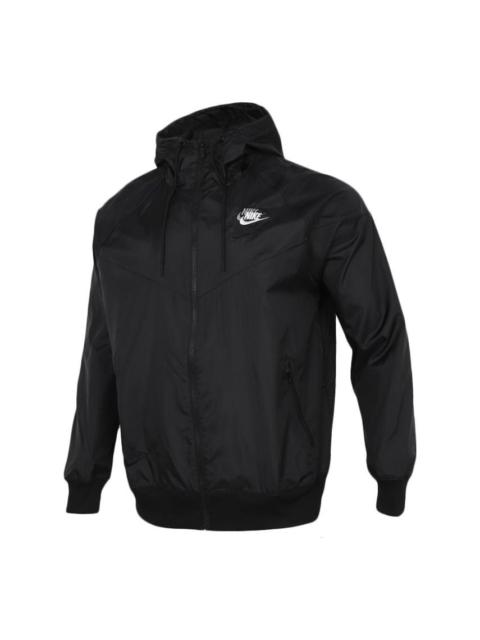 Nike Embroidered Logo Sports Woven Hooded Jacket Autumn 'Black' DM7924-010