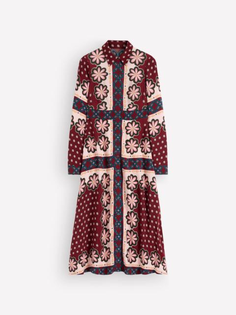 BODEN Joanna Midi Shirt Dress-Multi Geo Flora Placement