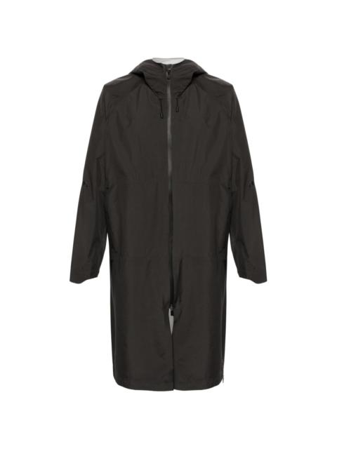 zip-up hooded maxi raincoat