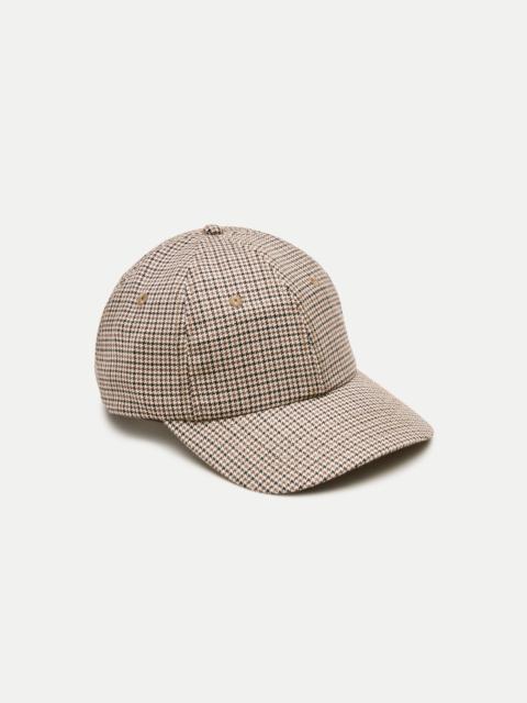 J.CREW Houndstooth baseball cap in cotton-wool blend twill