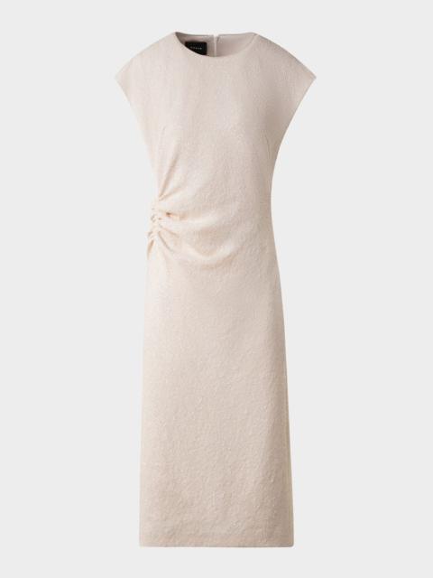 AKRIS Sequin Stretch Jersey Cap-Sleeve Ruched Dress