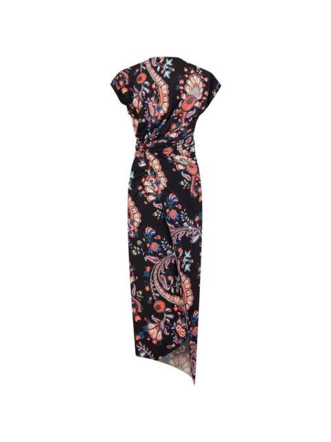 floral paisley-print draped dress