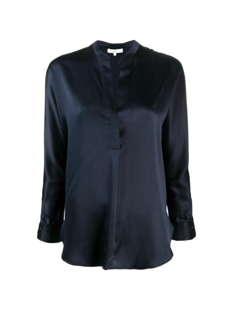 long-sleeved open front blouse