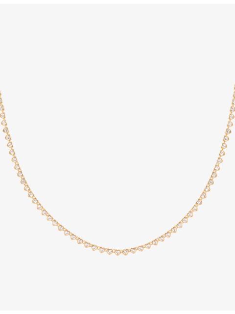 ASTRID & MIYU Bezel Heart 18ct Yellow Gold-Plated Brass And Cubic Zirconia Tennis Necklace