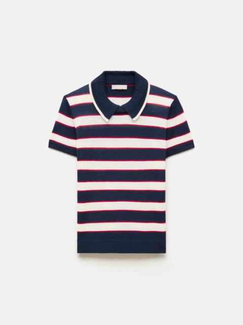 J.CREW Sweater-polo in striped merino wool