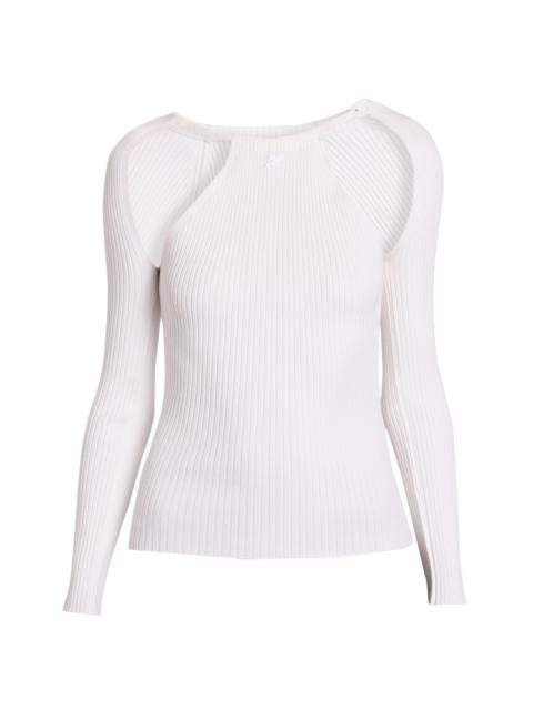 courrèges Women's Rib-Knit Cut-Out Sweater - Heritage White