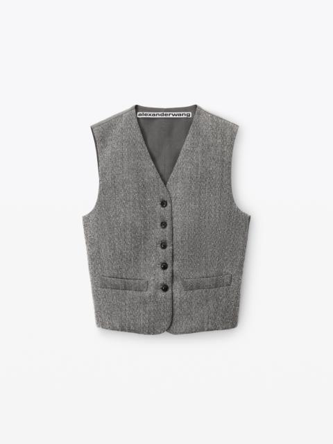 Alexander Wang collarless vest in herringbone tailoring