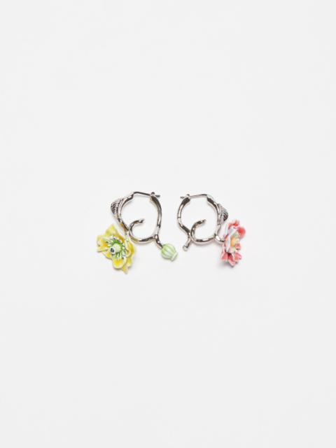 Flower earrings - Silver/red/yellow
