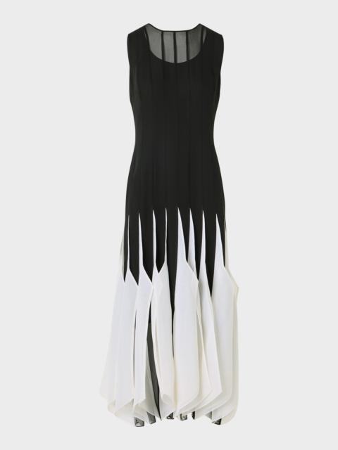 AKRIS Sleeveless Panama Silk Organza Seamed Midi Dress