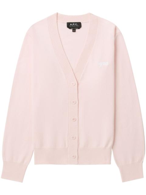 A.P.C. logo-embroidered cotton cardigan