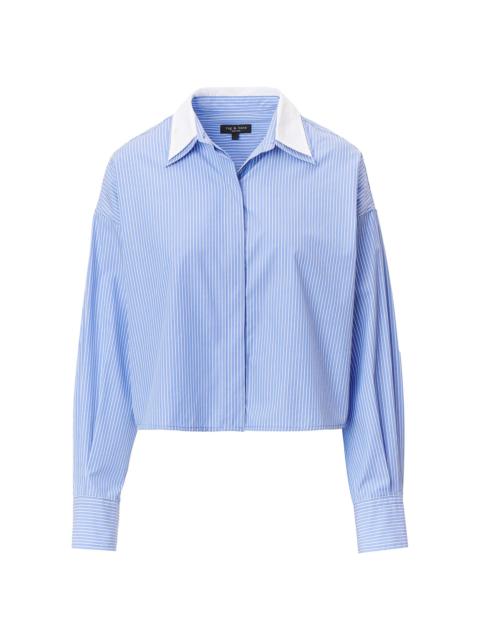 rag & bone Women's Marin Stripe Layered Cotton Shirt - Blue Stripe