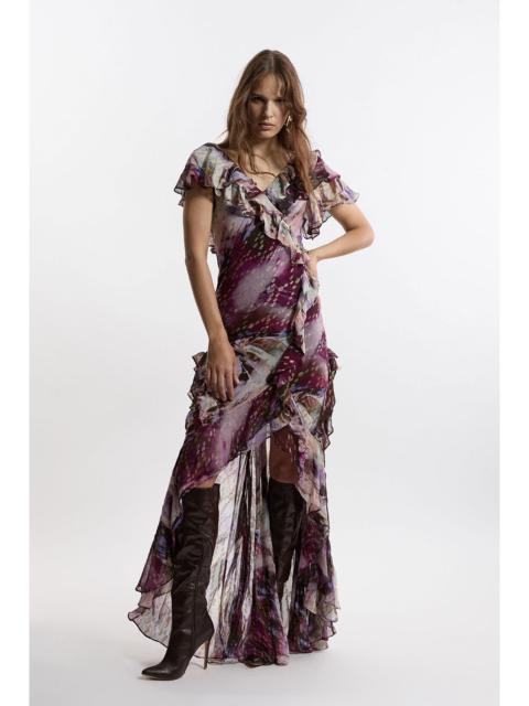 KAREN MILLEN Tall Ruffle Detail Metallic Thread Maxi Dress