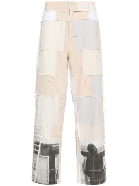patchwork wide-leg trousers