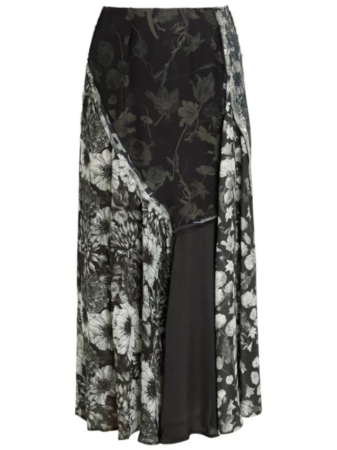 Maison Margiela Maison Margiela Panelled Floral-print Embellished Silk Midi Skirt