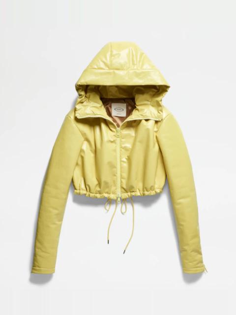 Tod's CROPPED PADDED LEATHER JACKET - YELLOW