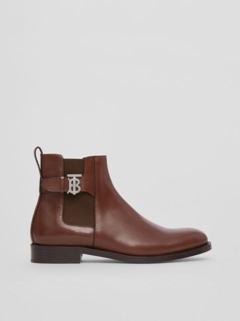 Burberry Monogram Motif Leather Chelsea Boots