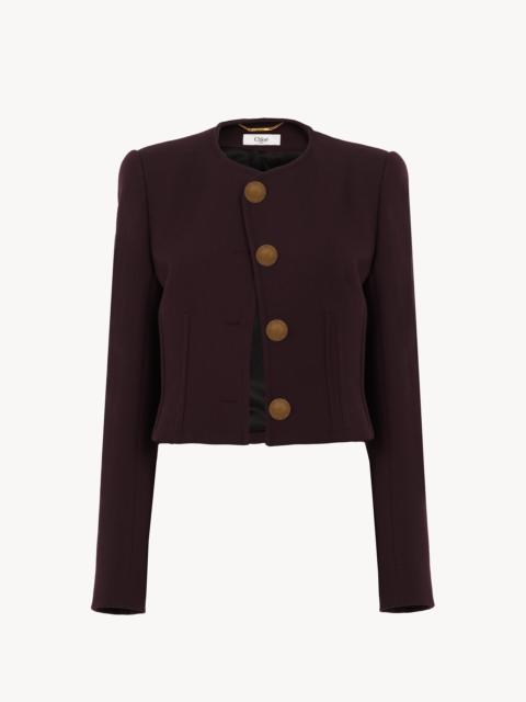 Chloé COLLARLESS CROPPED JACKET IN WOOL CRÊPE