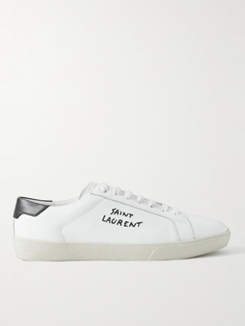 SAINT LAURENT SL/06 Court Classic Logo-Embroidered Leather Sneakers