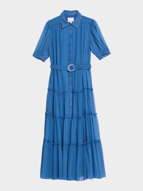 Cinq à Sept Halbini Pindot Short-Sleeve Midi Shirtdress
