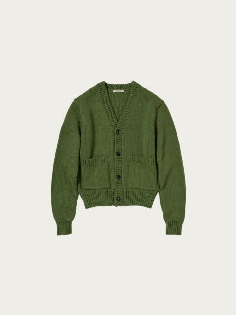 AURALEE Wool Cashmere Felted Knit Cardigan - Olive