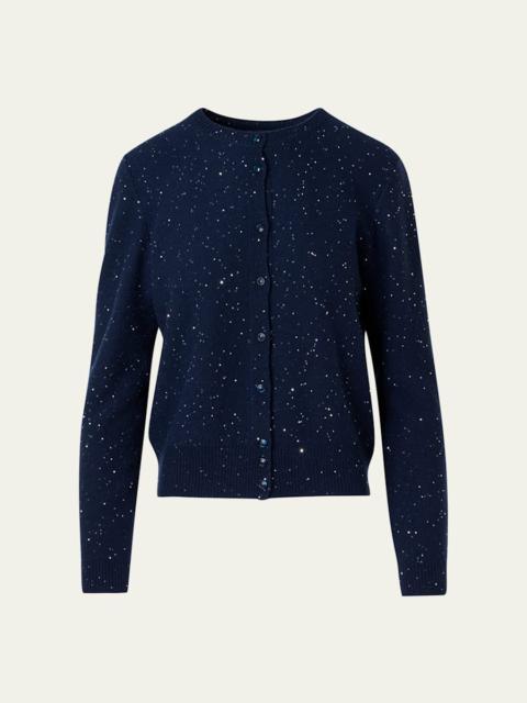 AKRIS Sequined Wool-Cashmere Knit Cardigan