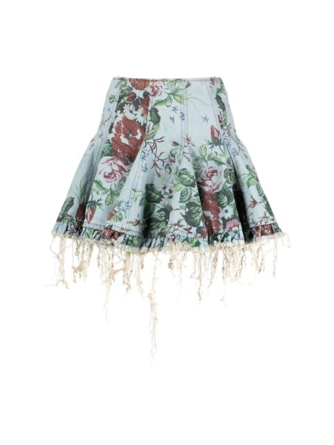 Molly Goddard floral-print distressed skirt