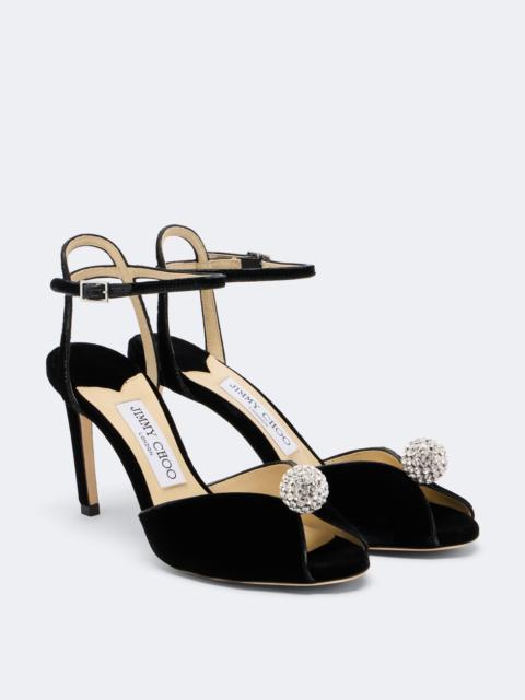 JIMMY CHOO Sacora crystal-embellished velvet sandals