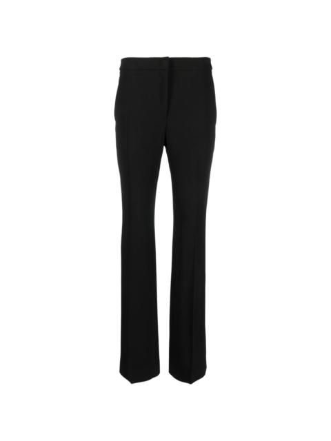 high-waisted flared trousers