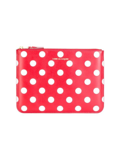 polka dot zipped clutch