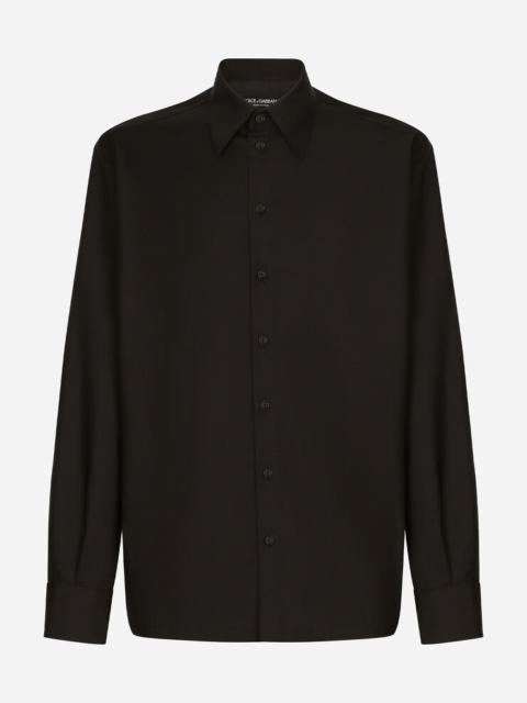 Silk and wool shirt with logo tag
