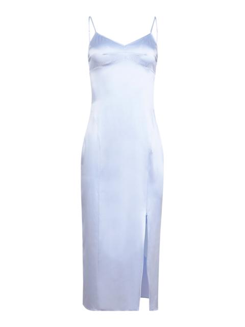 Fleur du Mal Silk Slip Midi Dress light blue