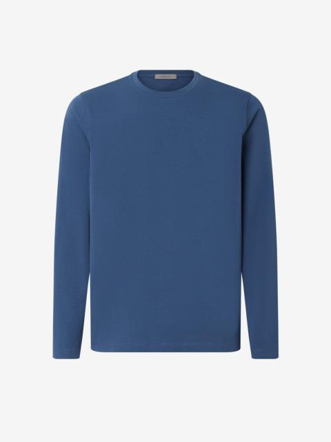 CORNELIANI Blue crew neck stretch cotton jersey t-shirt