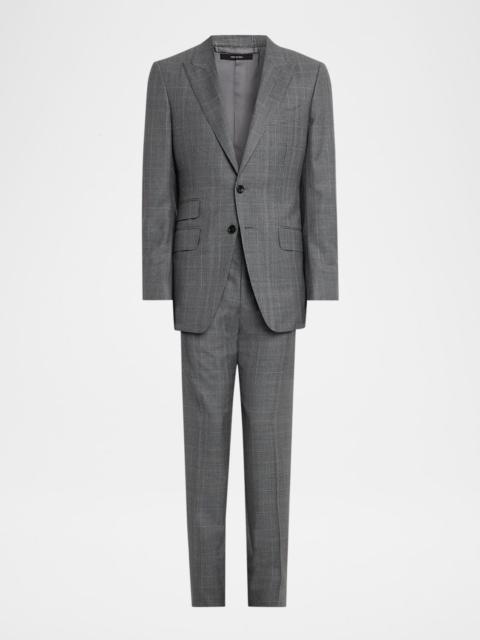 TOM FORD Men's Herringbone Wool Prince of Wales Peak-Lapel Suit