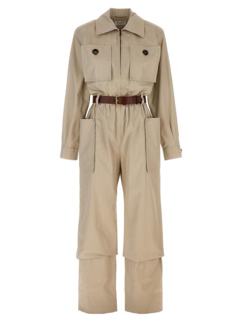 Twill Belt Jumpsuit Jewelry Beige