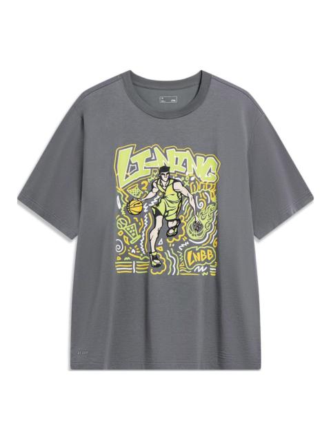 Li-Ning Hoops Comics Graphic T-shirt 'Smoke Grey' AHST569-3