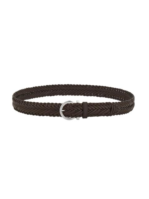 FERRAGAMO Men's Testa Di Moro Woven Leather Belt - Moro
