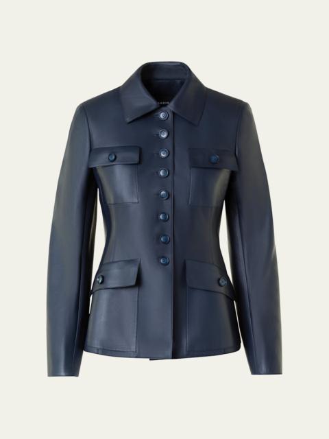 AKRIS Delia Nappa Leather Fitted Jacket