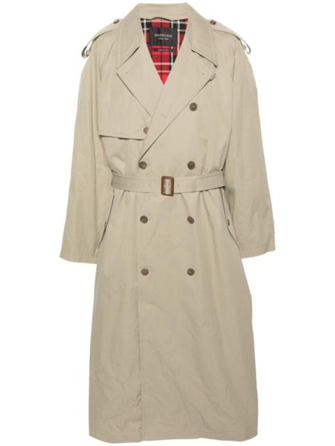 belted maxi trench coat