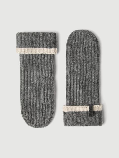Brunello Cucinelli Cashmere 영어 rib 니트 mittens 와 monili