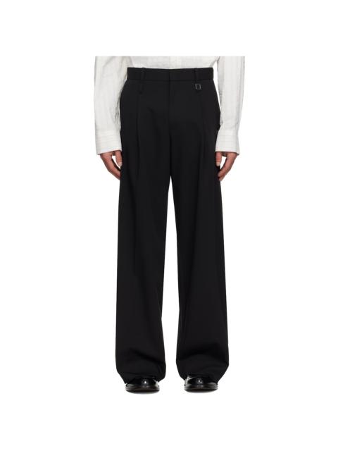 Wooyoungmi Black Wool Wide Folding Trousers