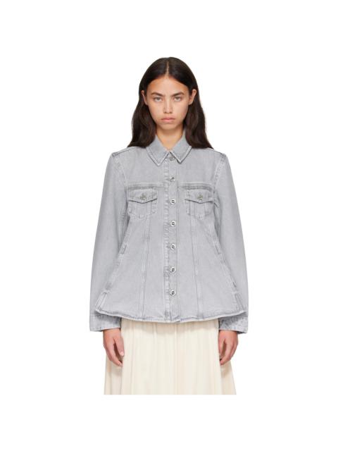 GANNI Gray Rigid Denim A-Line Overshirt