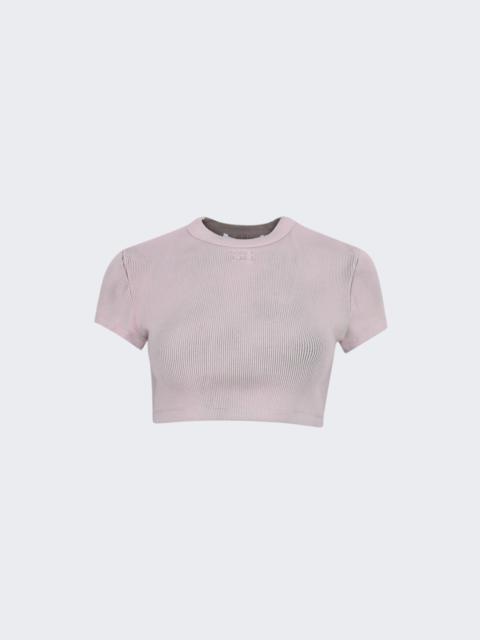 Cropped Short Sleeve Top With Embossed Logo Washed Pink
