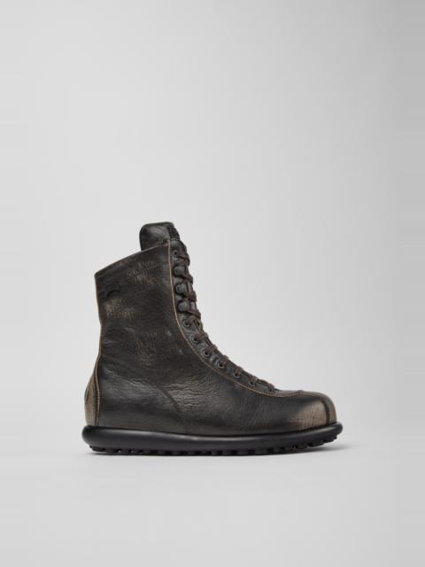 CAMPER Pelotas Gray Vegetable Tanned Leather Mid Boots for Women.