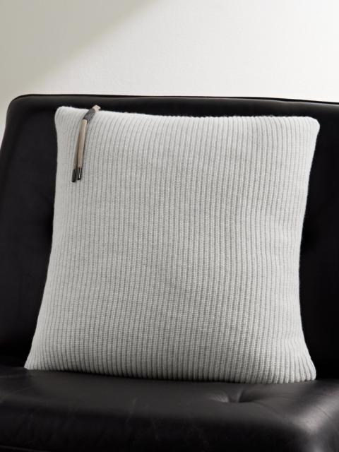Brunello Cucinelli Bead-Embellished Ribbed Cashmere Cushion