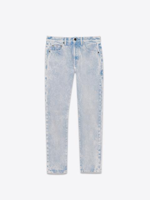 SAINT LAURENT low-waist jeans in blue marble pink denim