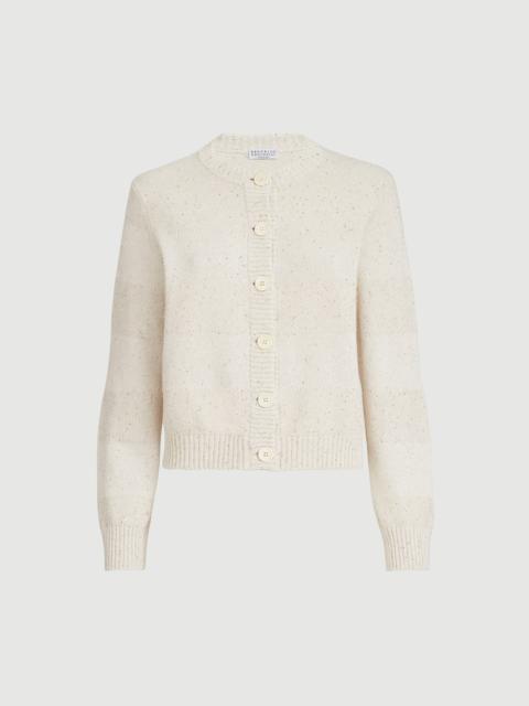 Brunello Cucinelli Textured stripe cardigan in cotton Diamond yarn