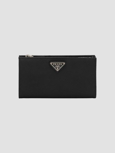 Prada Women's Large Saffiano Leather Wallet - Black Silver