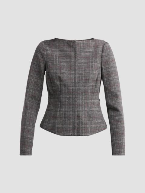 Theory Women's Plaid Tweed Jacket - Wine Multi