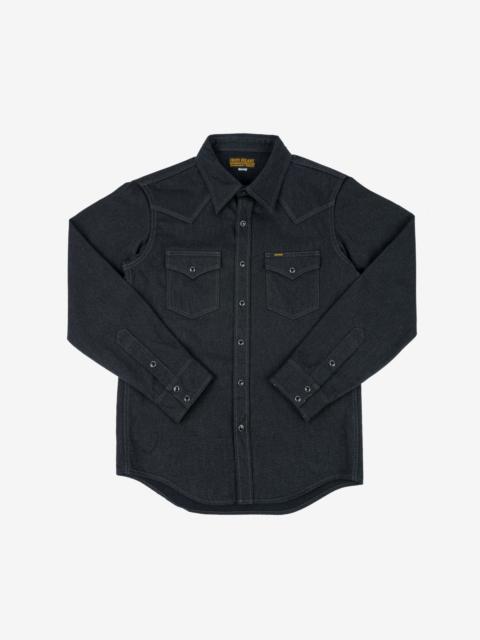 Iron Heart 12oz Selvedge Denim Western Shirt - Black With Black Snaps