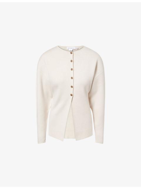 GOOD AMERICAN Exaggerated-Sleeve Ribbed Woven Cardigan